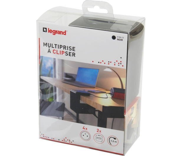 LEGRAND Przedłużacz klip 4x2P+Z +2USB Czarny 1,5m 050412 - 1047082 - zdjęcie 5